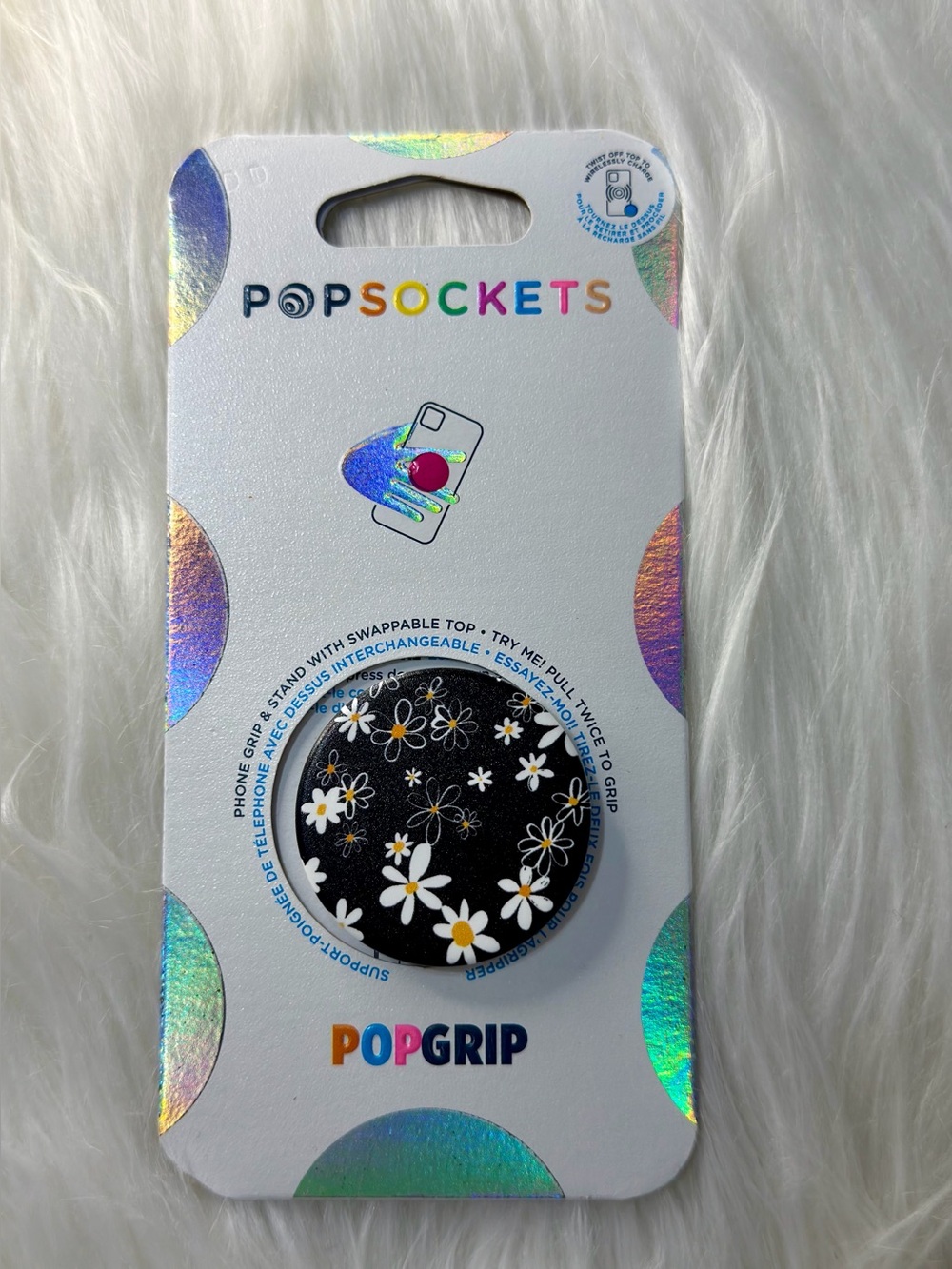 PopSockets PopGrip Black Daisy Phone Grip